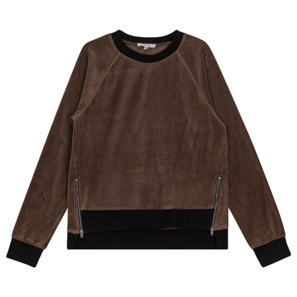 Cotton Velour Raglan Sleeve Zipper Top