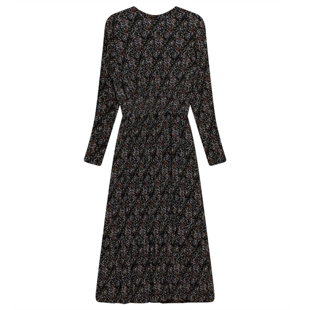 Pleated Chiffon Floral Midi Dress