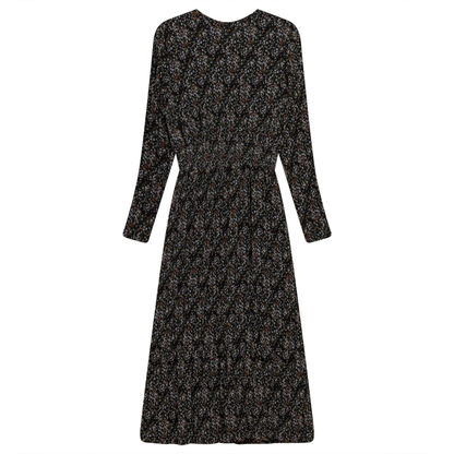 Pleated Chiffon Floral Midi Dress
