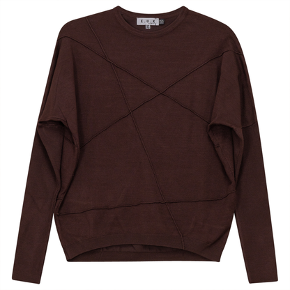 Ribbed Dolman Knit Top With Pinched Seams