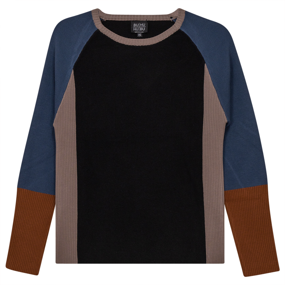 Color Blocked Ribbed Knit Combo Sweater