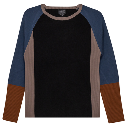 Color Blocked Ribbed Knit Combo Sweater