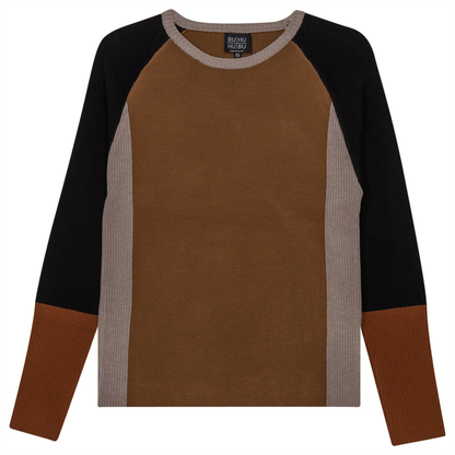 Color Blocked Ribbed Knit Combo Sweater