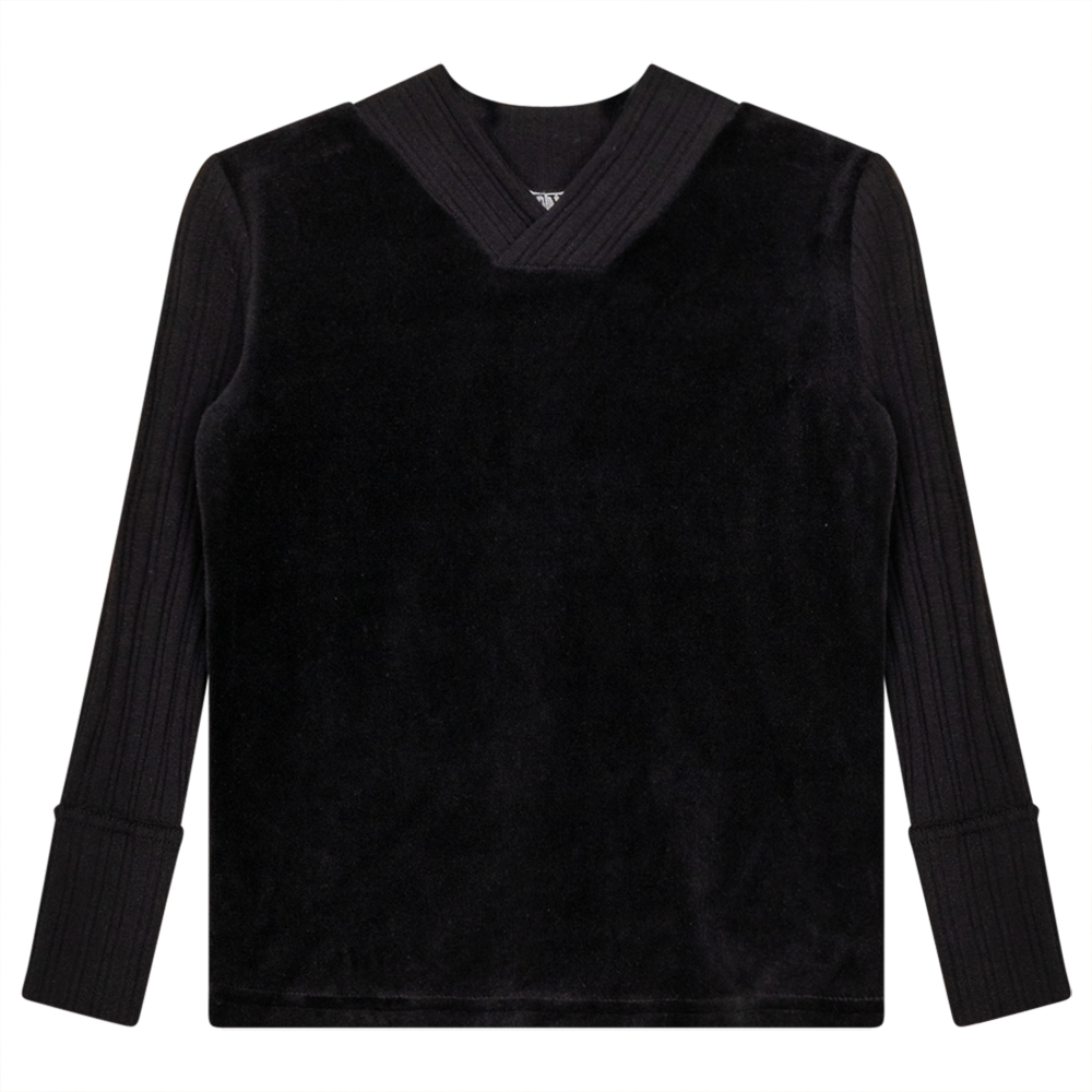 Combo Rib And Cotton Velour Top