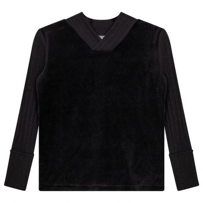 Combo Rib And Cotton Velour Top