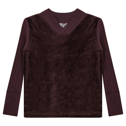 Combo Rib And Cotton Velour Top
