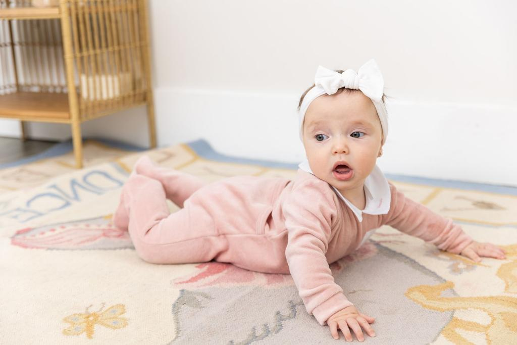 Embroidered "Petit Coeur" Velour Onesie