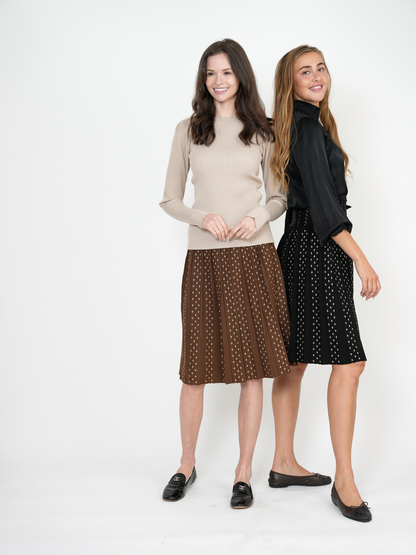 Pleated Gold Lurex Knit Skirt