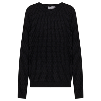 Knit Textured V-Neck Top