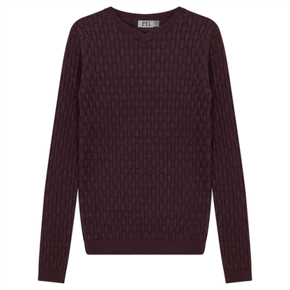 Knit Textured V-Neck Top