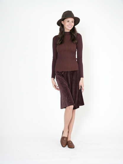 Knit Rib Funnel Neck Top