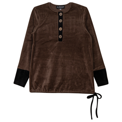 Velour Henley Contrast Maternity Top