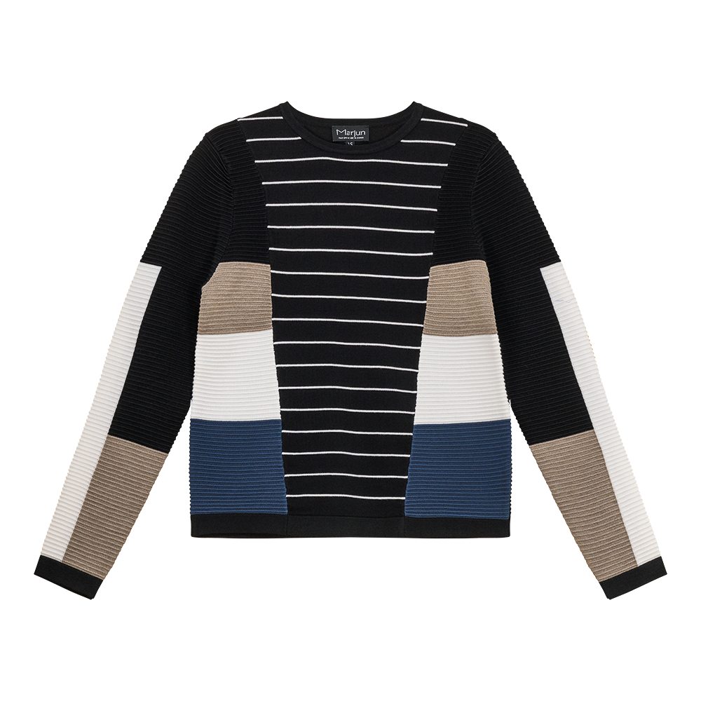 Striped Color Blocked Knit Sweater