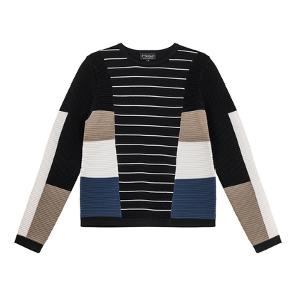 Striped Color Blocked Knit Sweater