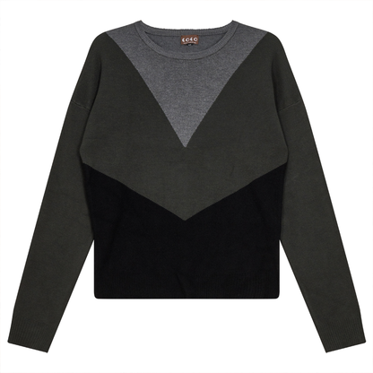 V-Shaped Color Blocked Sweater