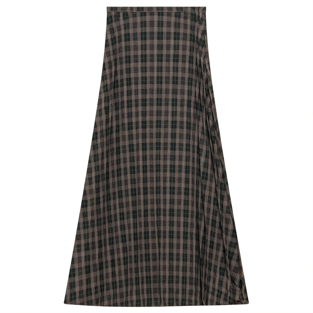 Plaid Accordion Pleated Midi Skirt