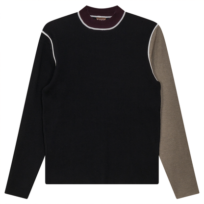 Mock Neck Color Blocked Sweater