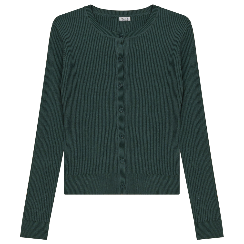 Cropped Knit Ribbed Cardigan