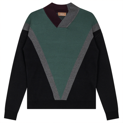 V Neck Color Block Sweater