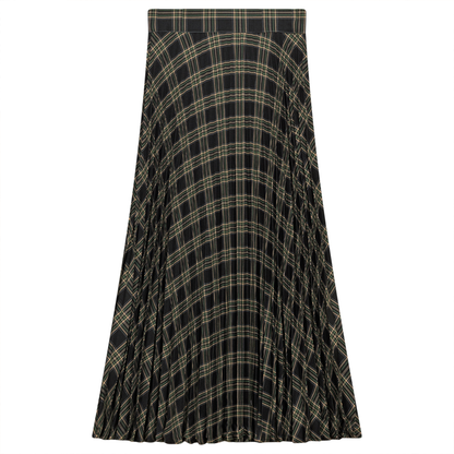Accordian Pleated Midi Plaid Skirt
