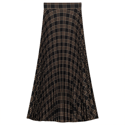Accordian Pleated Midi Plaid Skirt