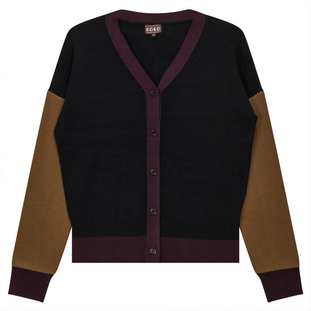 Color Blocked Knit Cardigan