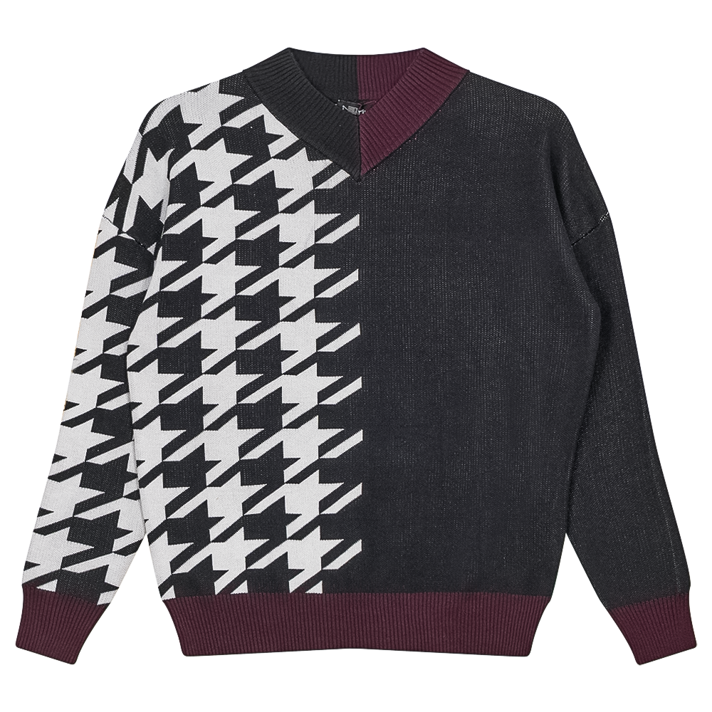 Houndstooth Color Blocked Sweater