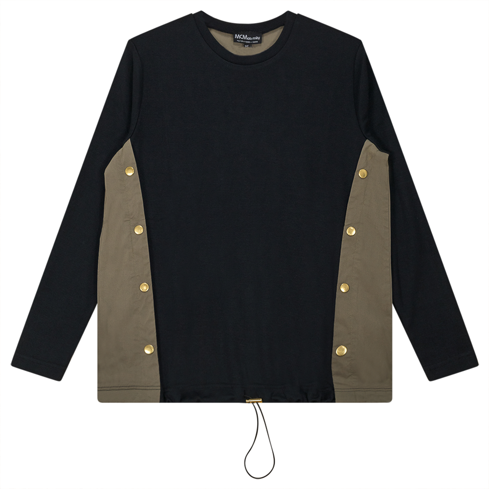 Knit Shirting Combo Bungee Top