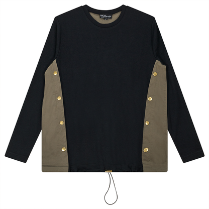 Knit Shirting Combo Bungee Top