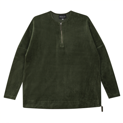 Maternity Henley Velour Zip Top