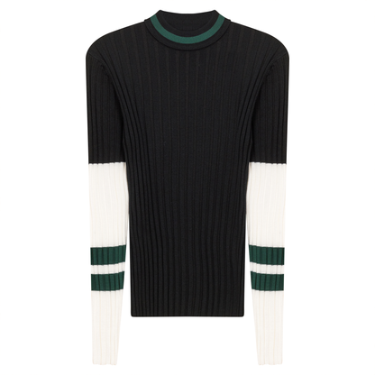 Ribbed Striped Knit Sweater
