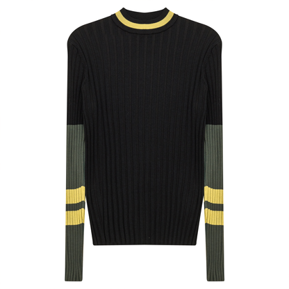 Ribbed Striped Knit Sweater