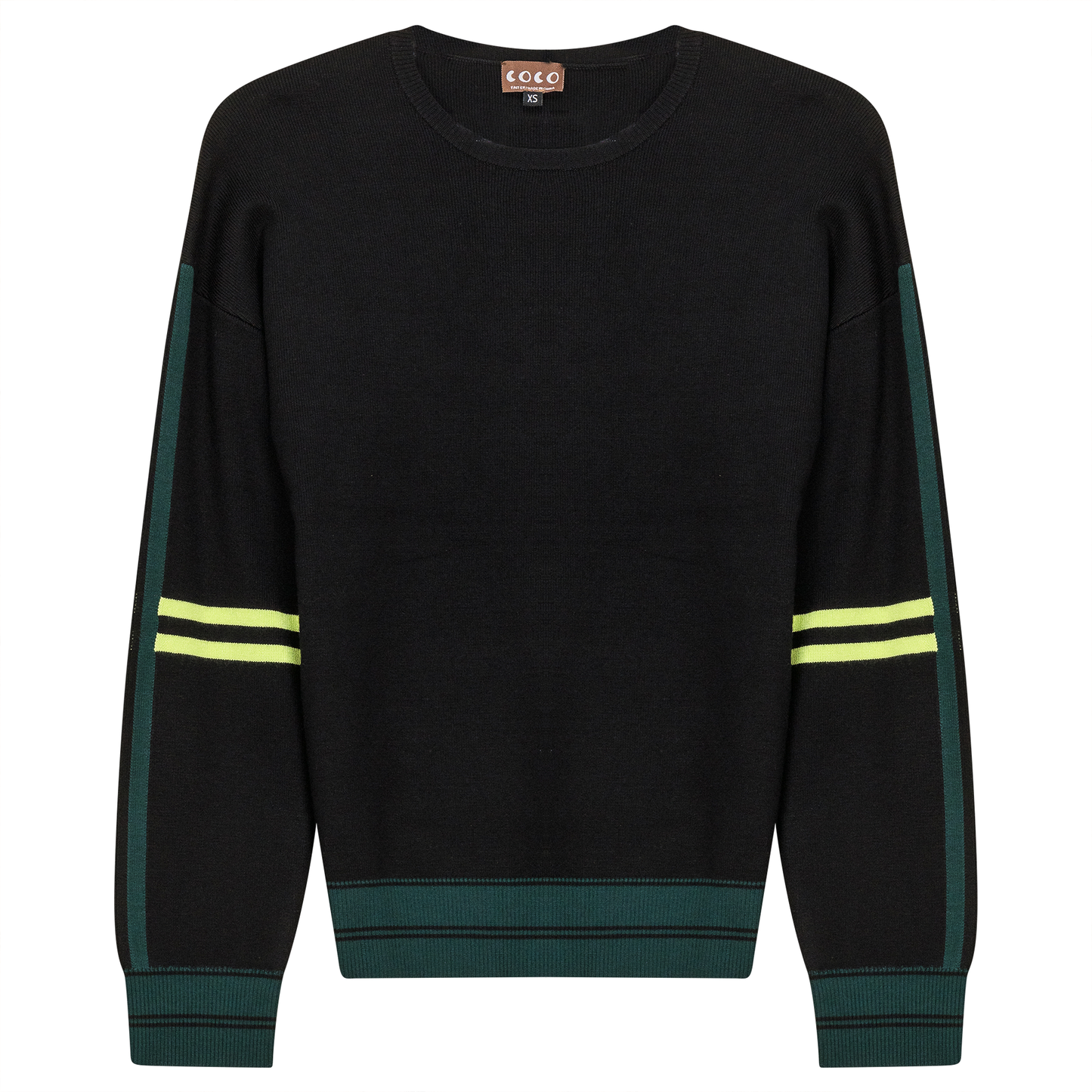 Knit  Stripped Sleeve Drop Shoulder Sweater