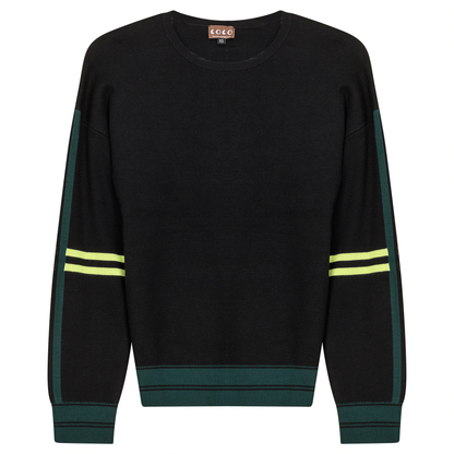 Knit  Stripped Sleeve Drop Shoulder Sweater