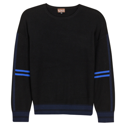 Knit  Stripped Sleeve Drop Shoulder Sweater