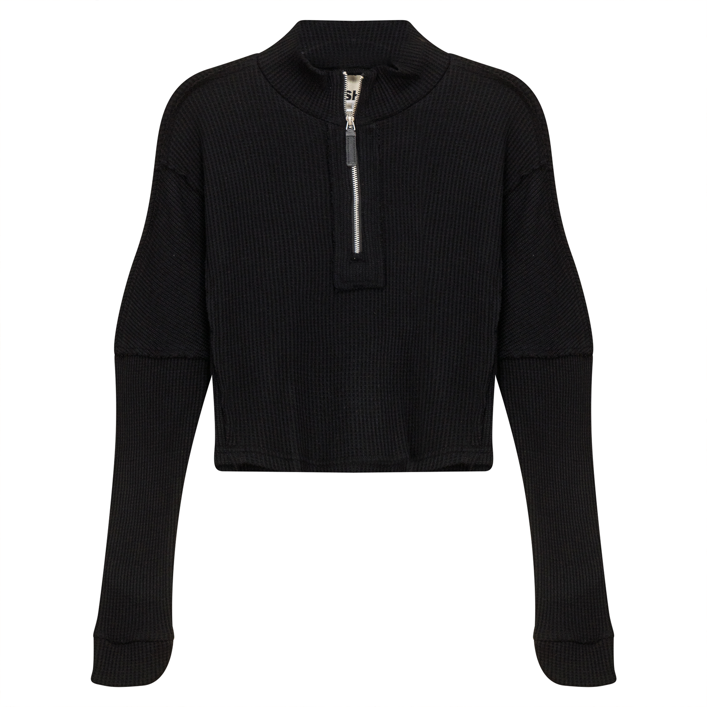 Cropped Zip Henley Sweatshirt