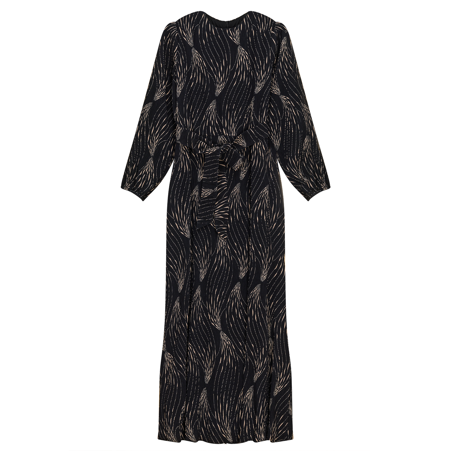 Crystal Pleated Printed Maxi Dess
