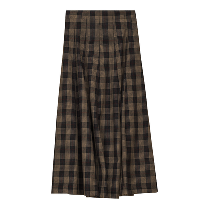 Paneled Midi Plaid Skirt