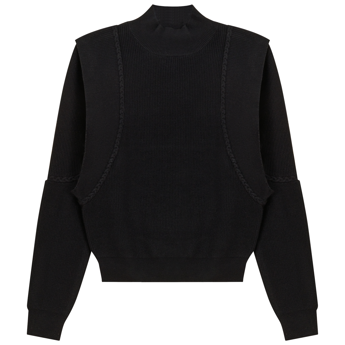 Mock Neck Vest Look Sweater