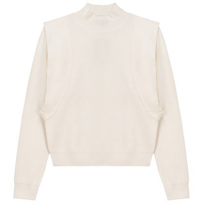 Mock Neck Vest Look Sweater