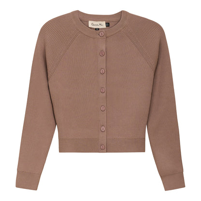 Cropped Ribbed Knit Cardigan