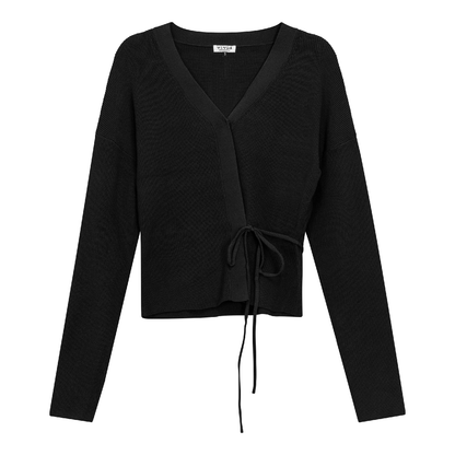 Cropped Knit Wrap Cardigan