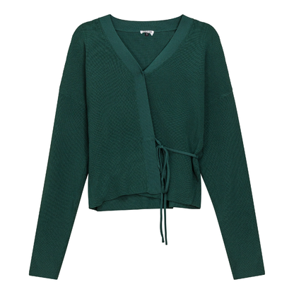 Cropped Knit Wrap Cardigan