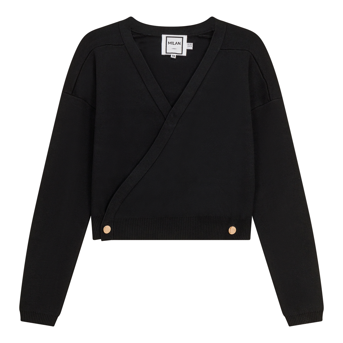 Cropped Double Breasted Wrap Sweater