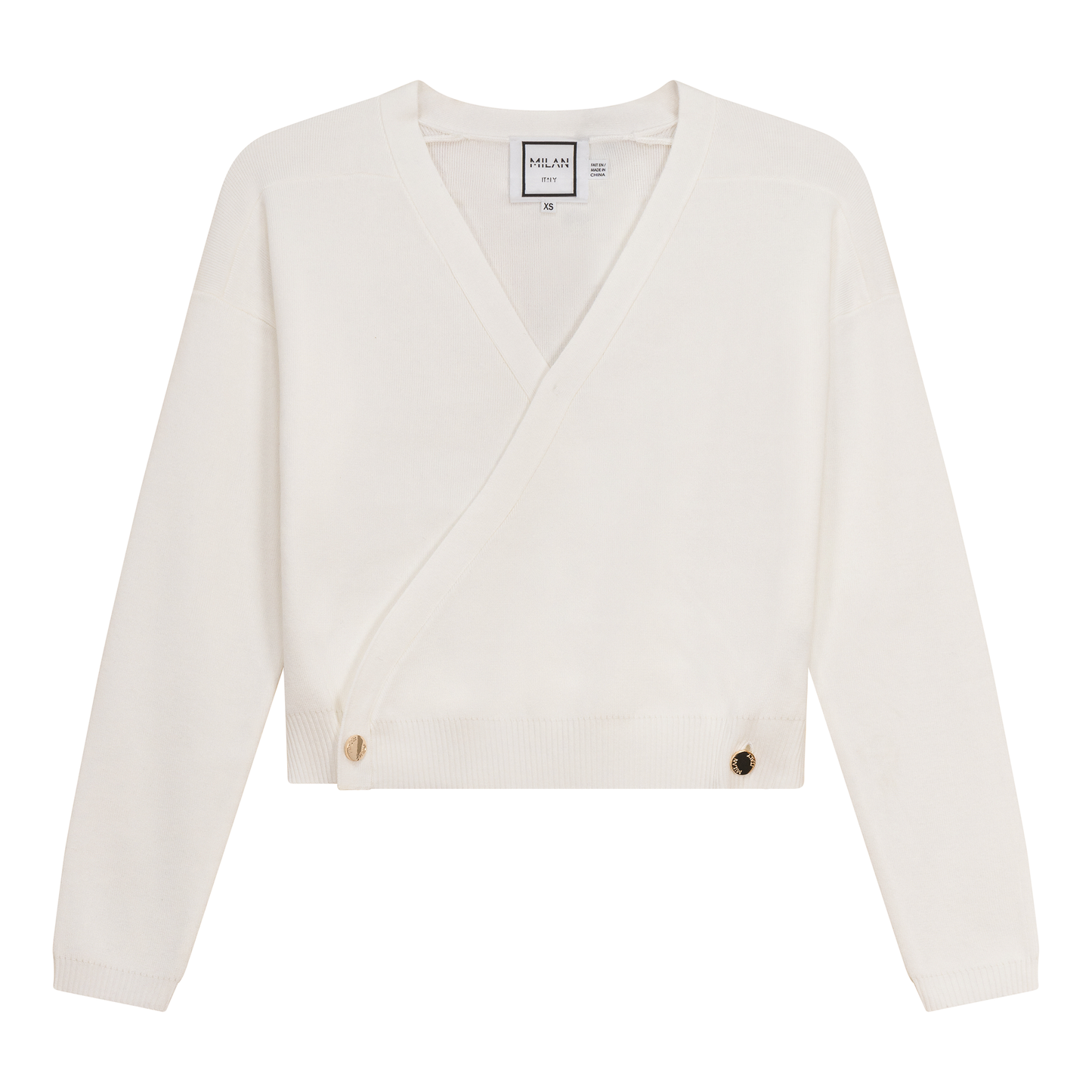 Cropped Double Breasted Wrap Sweater