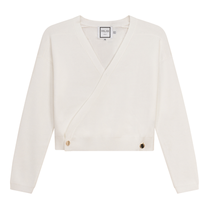 Cropped Double Breasted Wrap Sweater