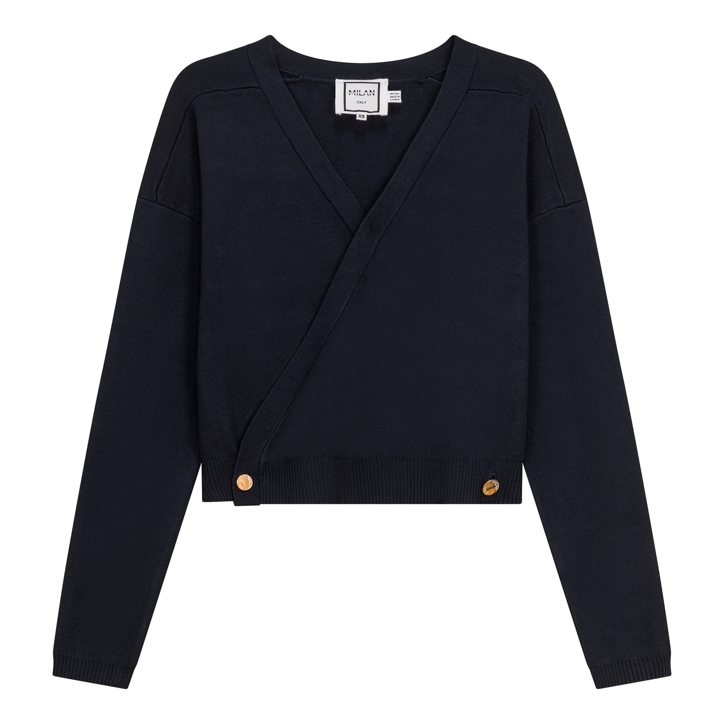 Cropped Double Breasted Wrap Sweater