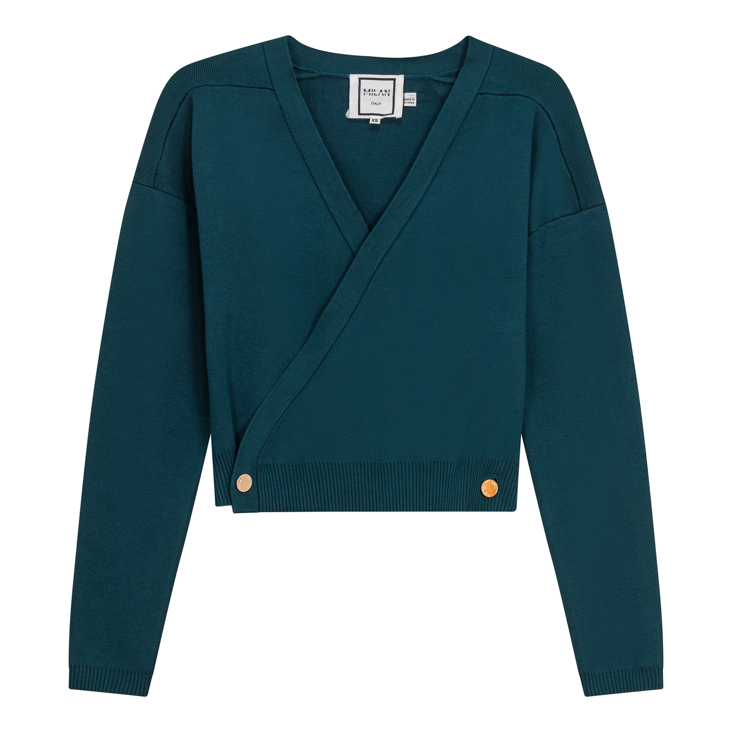 Cropped Double Breasted Wrap Sweater