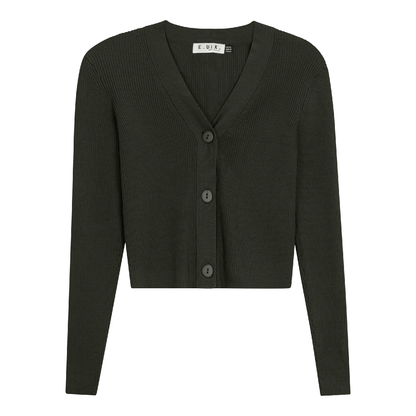 Cropped Ribbed Cardigan