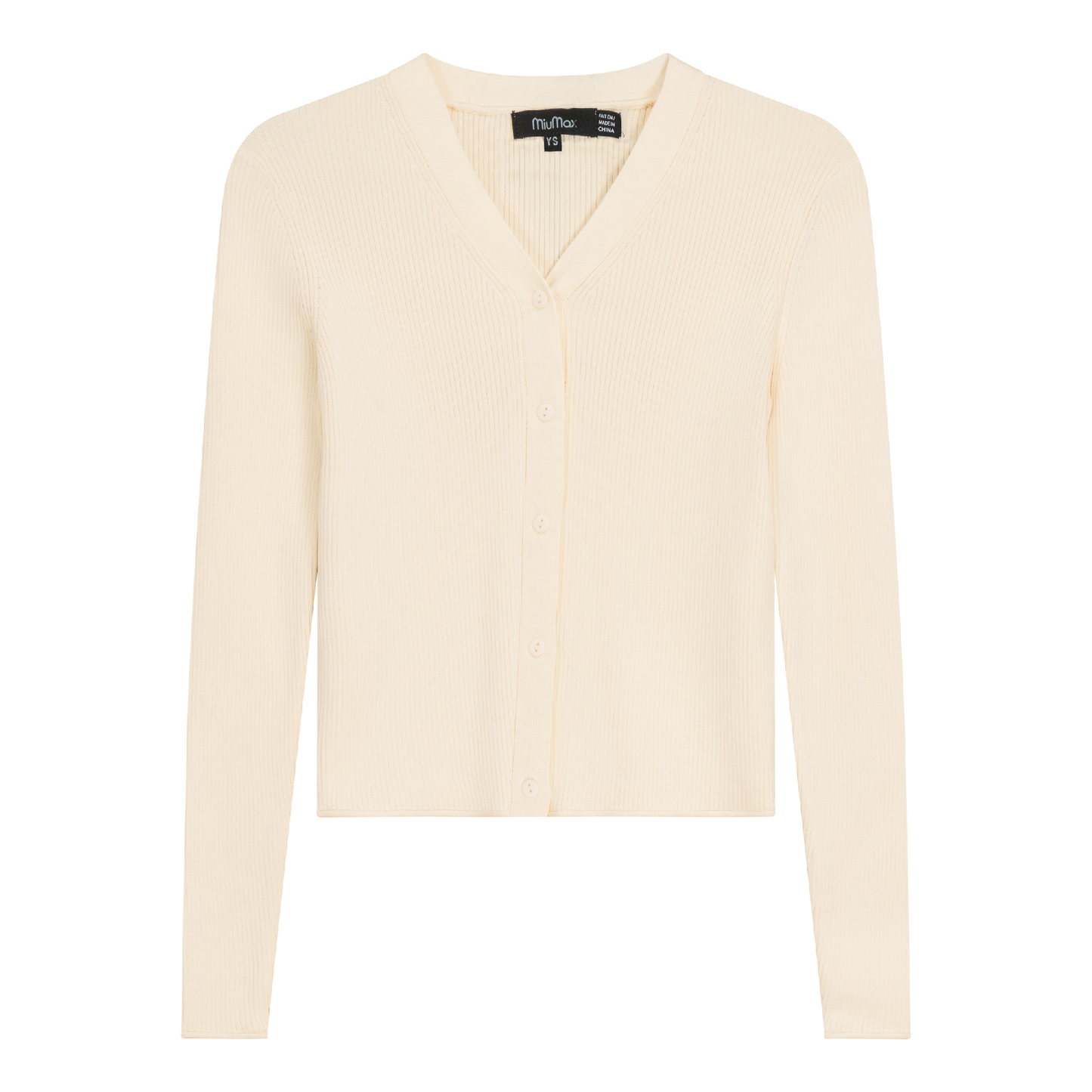 High V Cropped Ribbed Cardigan